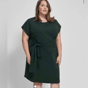 Universal Standard Classic Jersey Tie Dress Women XL Green Jersey Cotton Stretch